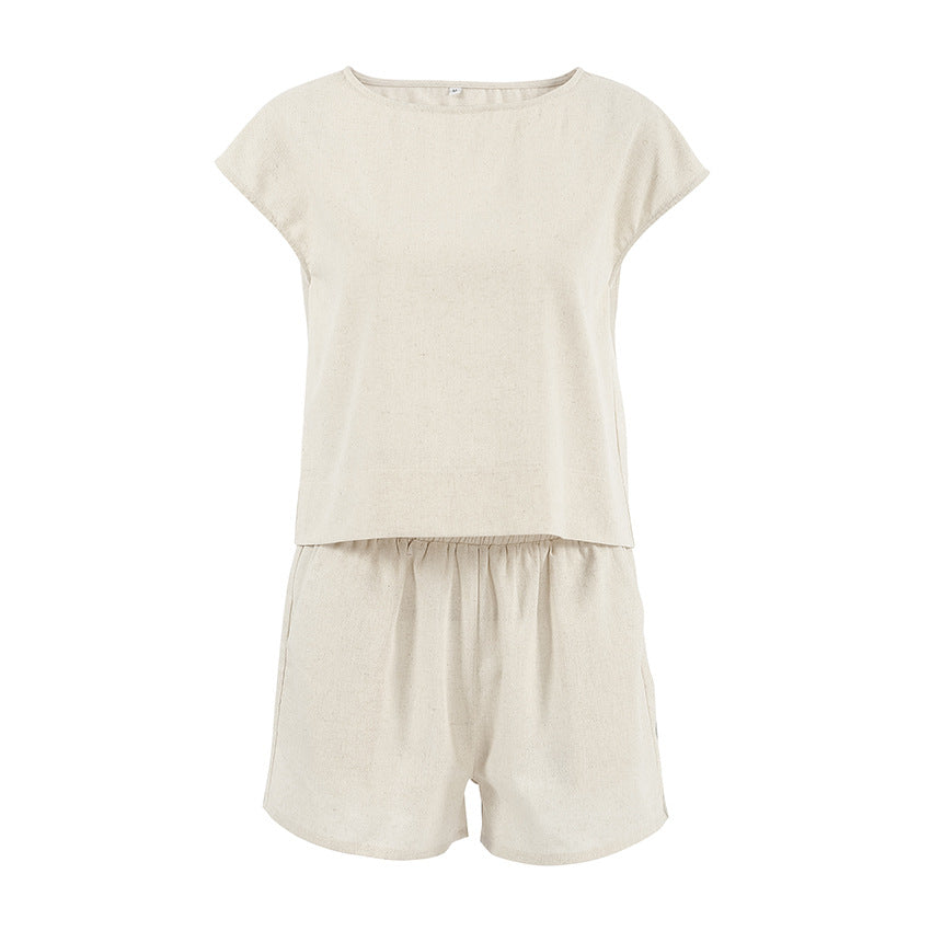 Dame afslappet sæt af komfortabel T-shirt og shorts med elastisk linning Stilla
