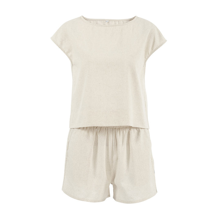 Dame afslappet sæt af komfortabel T-shirt og shorts med elastisk linning Stilla