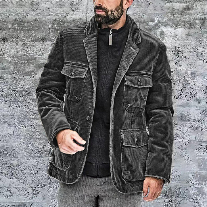 Herren moderigtig fløjlsjakke med påsyede lommer og robust design Stilla
