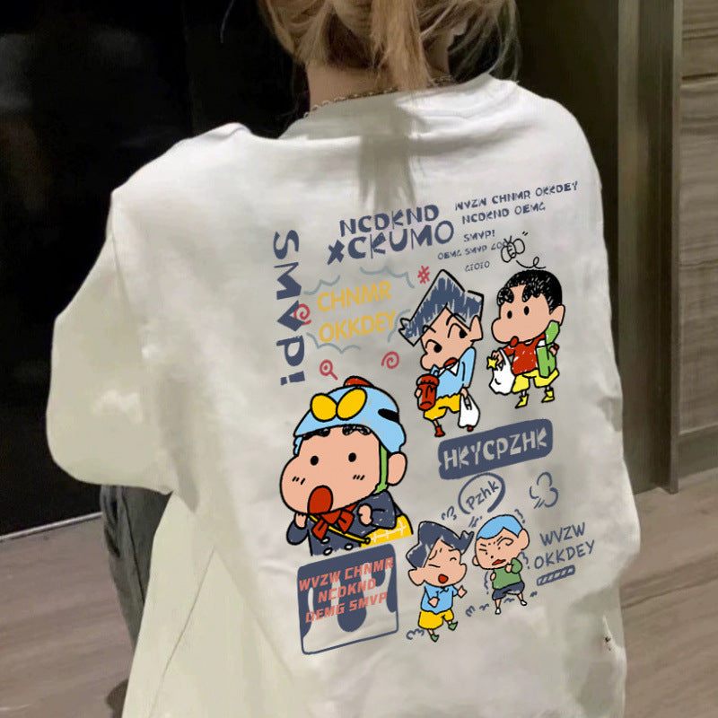 Dame T-shirt med sjov karaktertryk og oversized pasform Stilla