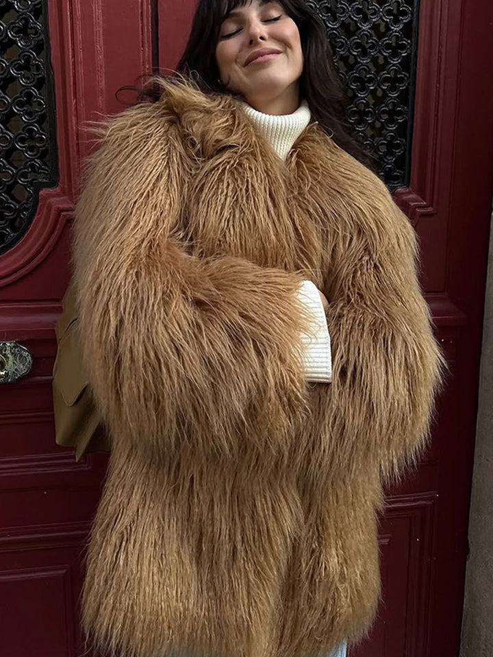 Dame Oversized Künst pelsjakke Stilla