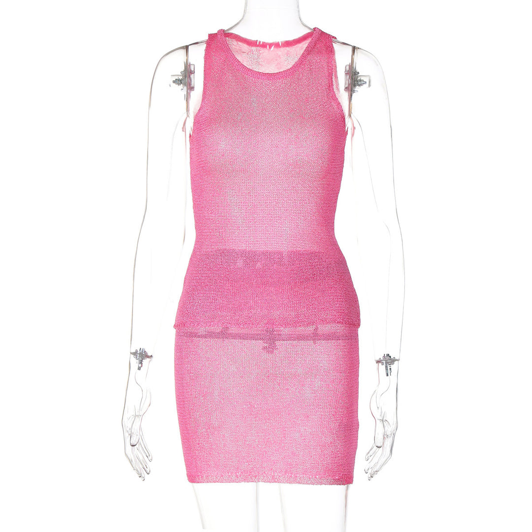 Dame Kort Strikkjole med transparent design og raffinerede accenter Stilla