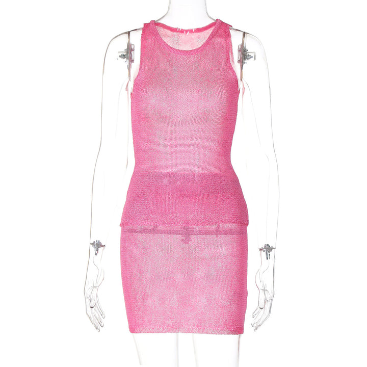 Dame Kort Strikkjole med transparent design og raffinerede accenter Stilla