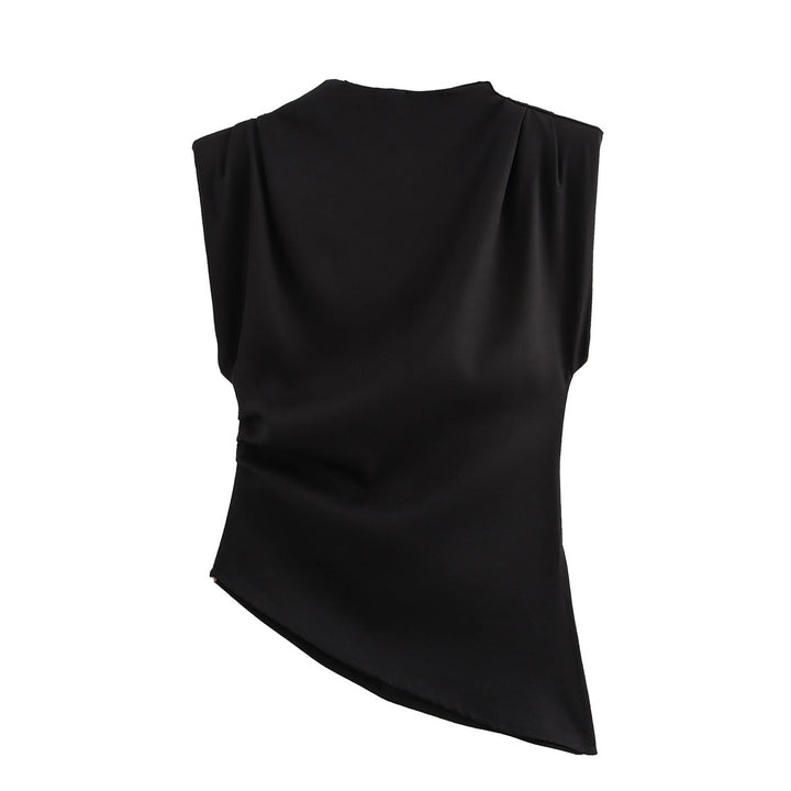 Dame elegant ærmeløs top med asymmetrisk snit og fin drapering Stilla