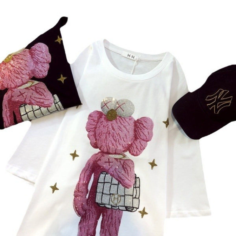 Dame T-shirt med glitrende bærendesign og afslappet snit Stilla