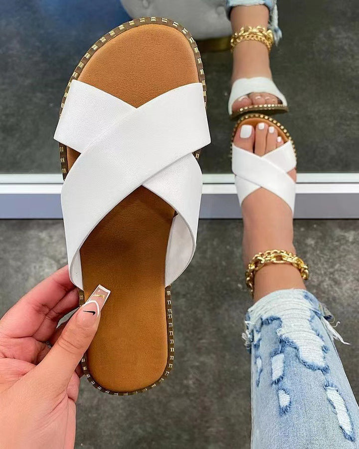 Dame Slide-sandaler med moderne X-rem-design og behagelig fodseng Stilla