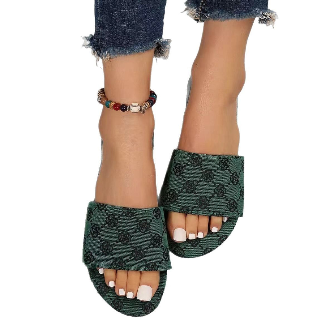 Dame åbne badesandaler med trendy logostik og skridsikker sål Stilla