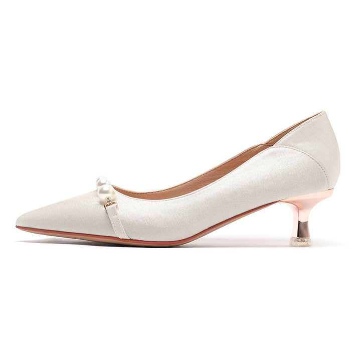 Dame elegante spidse pumps med høje hæle og perle accent Stilla