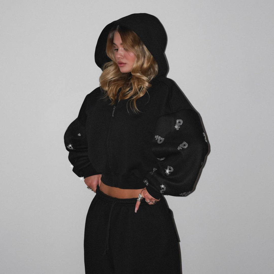Kvinders sporty sweatshirt hoodie med trendy pufærmer Stilla