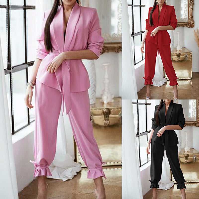 Dame Elegant og moderne blazer-bukse-sæt med casual pasform Stilla