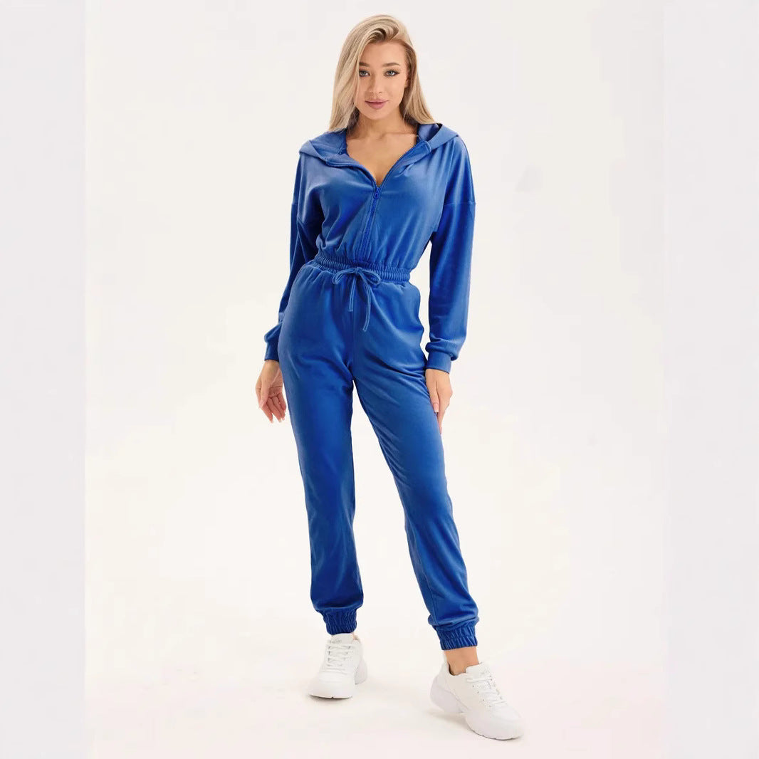 Kvindernes fløjlsagtige hættetrøje jumpsuit Skovae