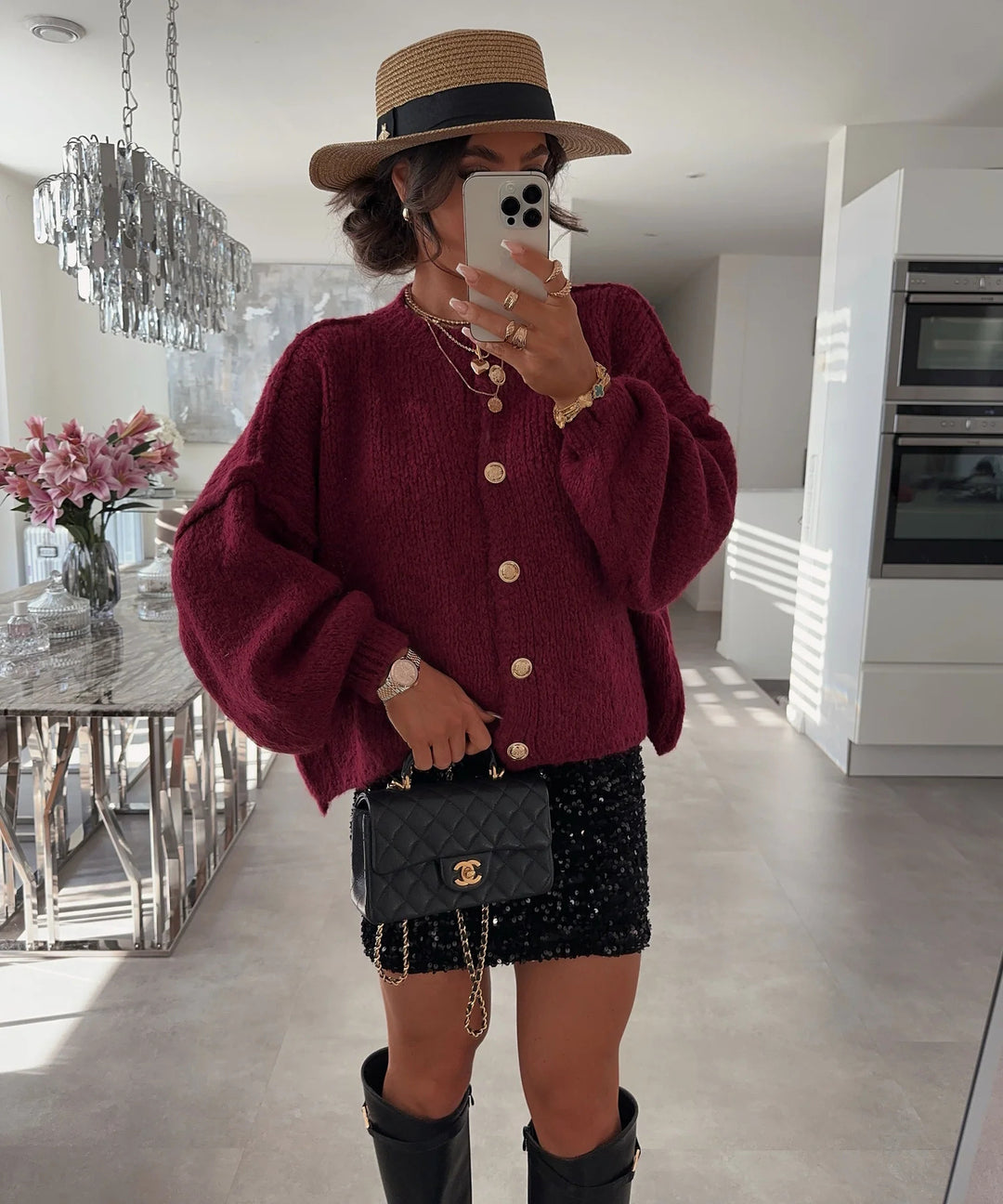 Kvinders fashionable cardigan med oversized ærmer og knapdetaljer Stilla