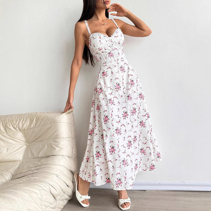 Dame sommerkjole med blomster mønster Skovae