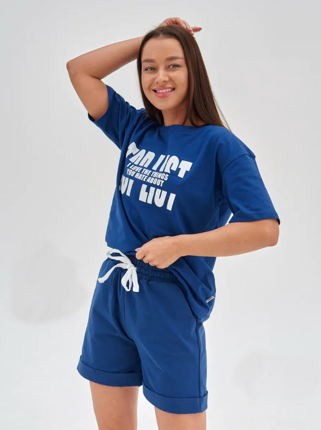 Dame Grafik T-shirt og Shorts Sæt Stilla