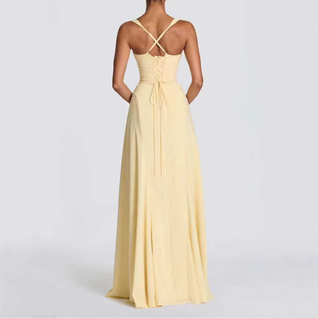 Damer Elegant Maxi Kjole med Hjerteformet Udgivelse og Flydende Stof