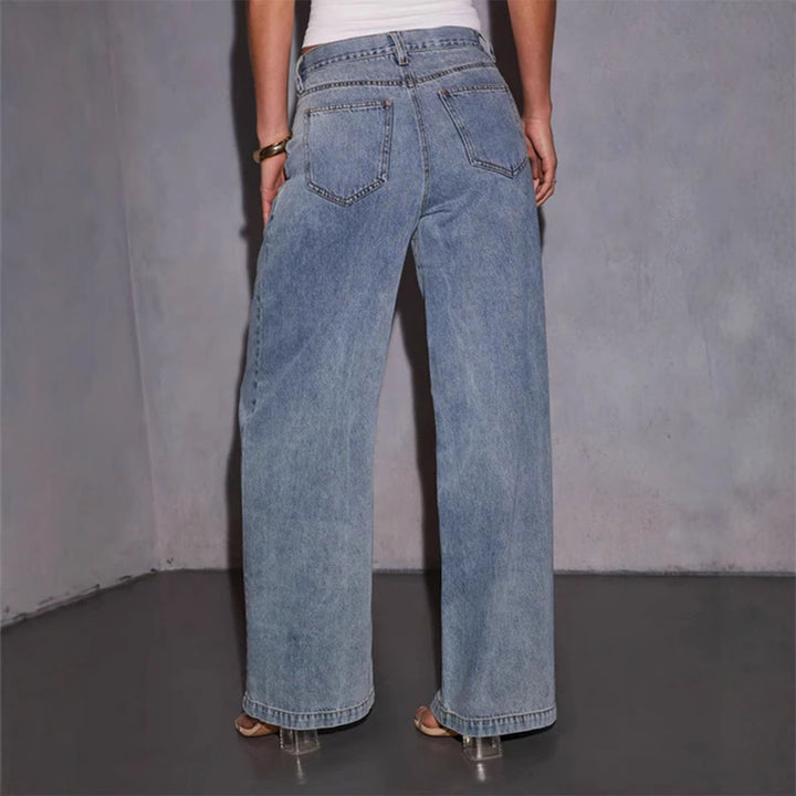 Dame Løst skårne jeans med høj talje og elegante detaljer Stilla