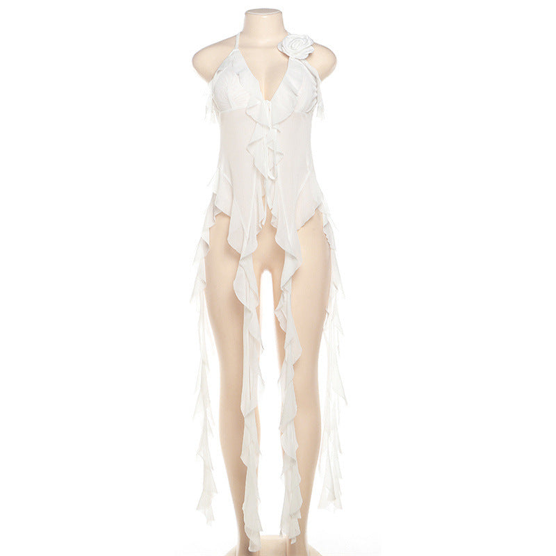 Dame verførende bodystocking med flagrende detaljer og dekorative stropper Stilla