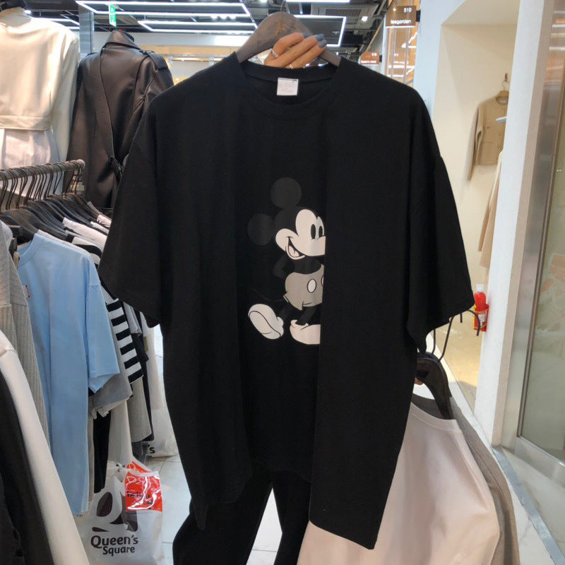 Dame T-shirt med stort Mickey Mouse print og afslappet snit Stilla