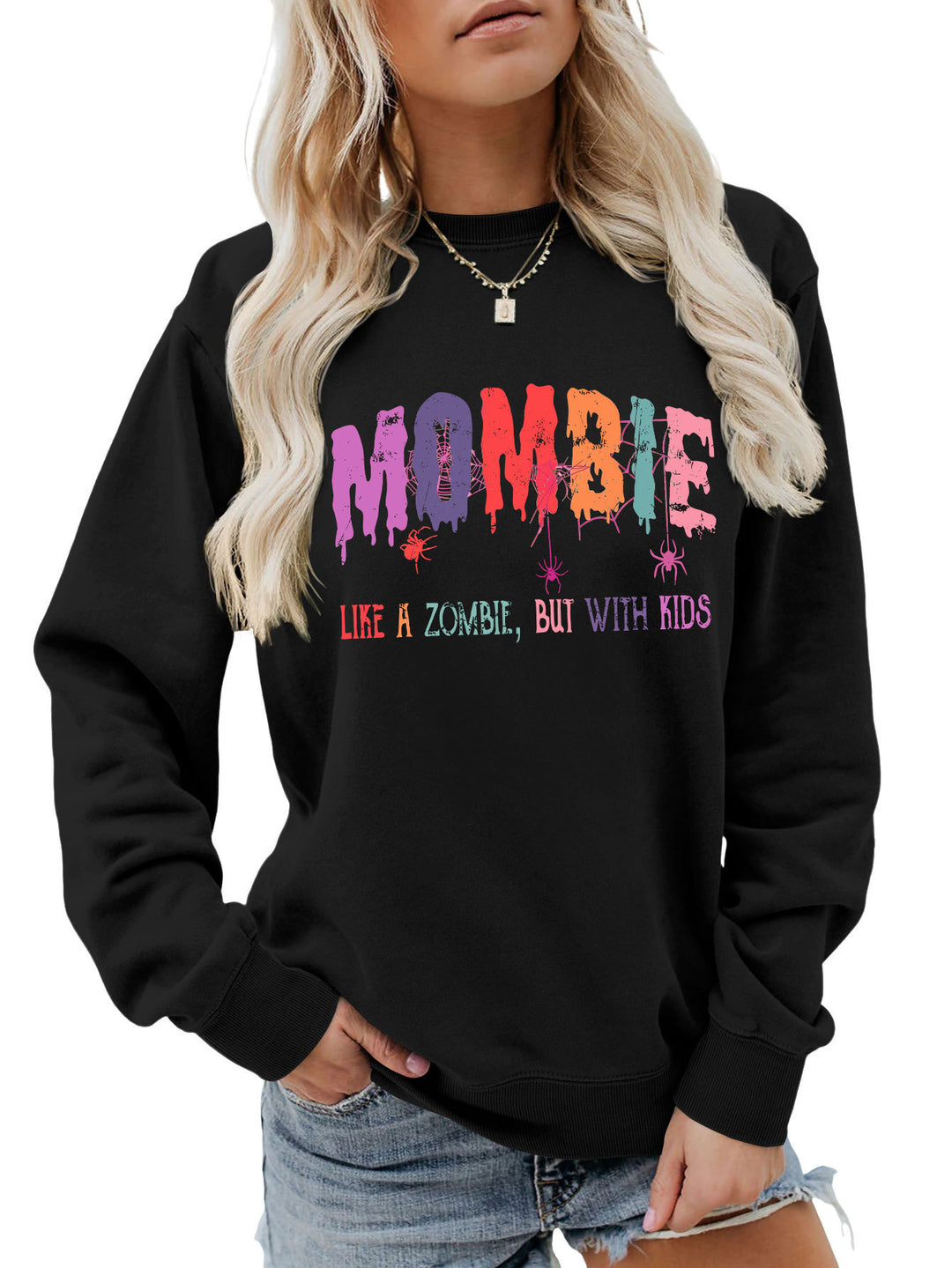 Dame sweatshirt med kreativt zombie-motiv Stilla