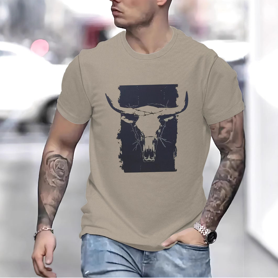 Herre T-shirt med kraftfuldt oksemotiv og åndbare egenskaber Stilla