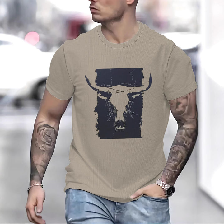 Herre T-shirt med kraftfuldt oksemotiv og åndbare egenskaber Stilla