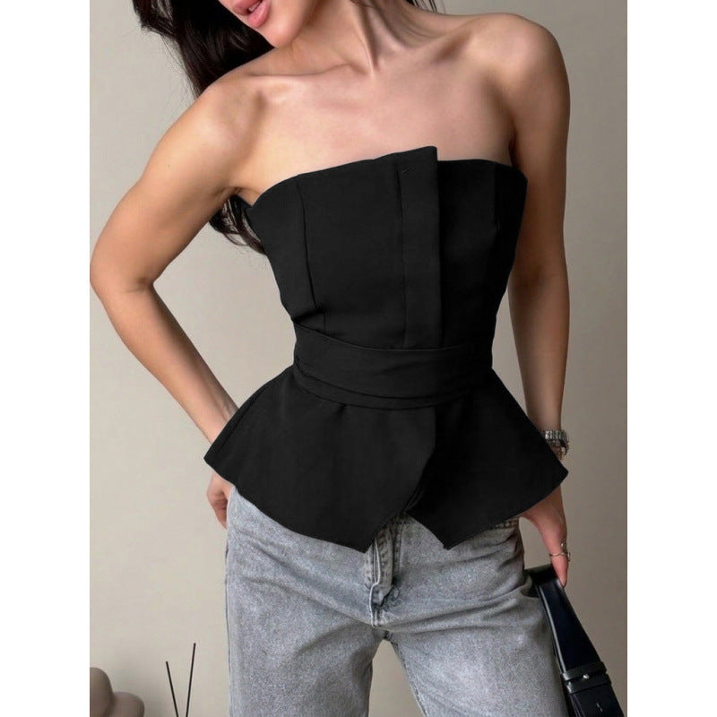 Damen Tailliertes Oberteil mit strukturiertem Design und schicker Rüsche Skovae