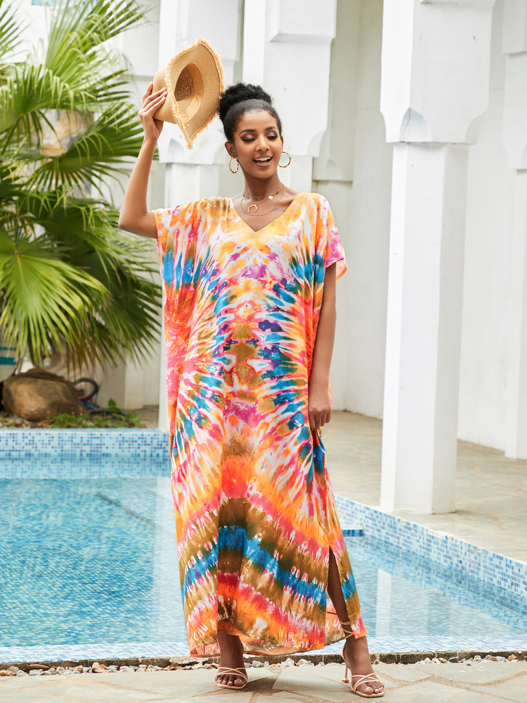 Dame Maxi-kjole i kreativ batikdesign Stilla