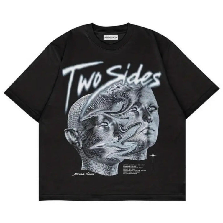 Dame T-shirt med kunstnerisk floral motiv og afslappet snit Skovae