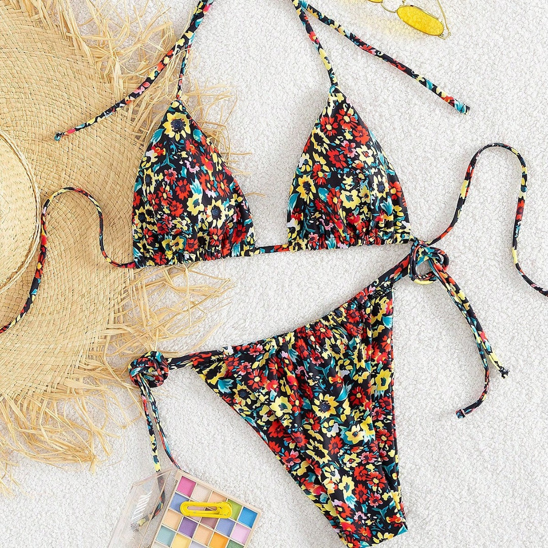 Dame triangel-bikini med legende blomsterdesign Skovae