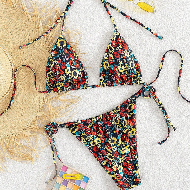 Dame triangel-bikini med legende blomsterdesign Skovae