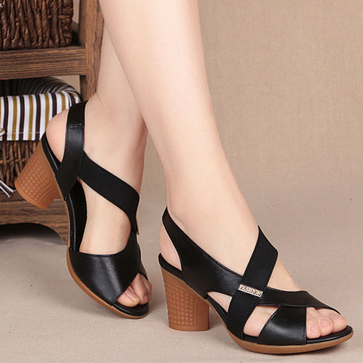 Dame Komfortable Slingback-sandaletter med åben tå og trendy blokhæl Stilla