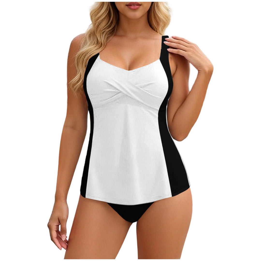 Dame tankini med elegant indpakningsdesign og figurskabende indsatser Skovae