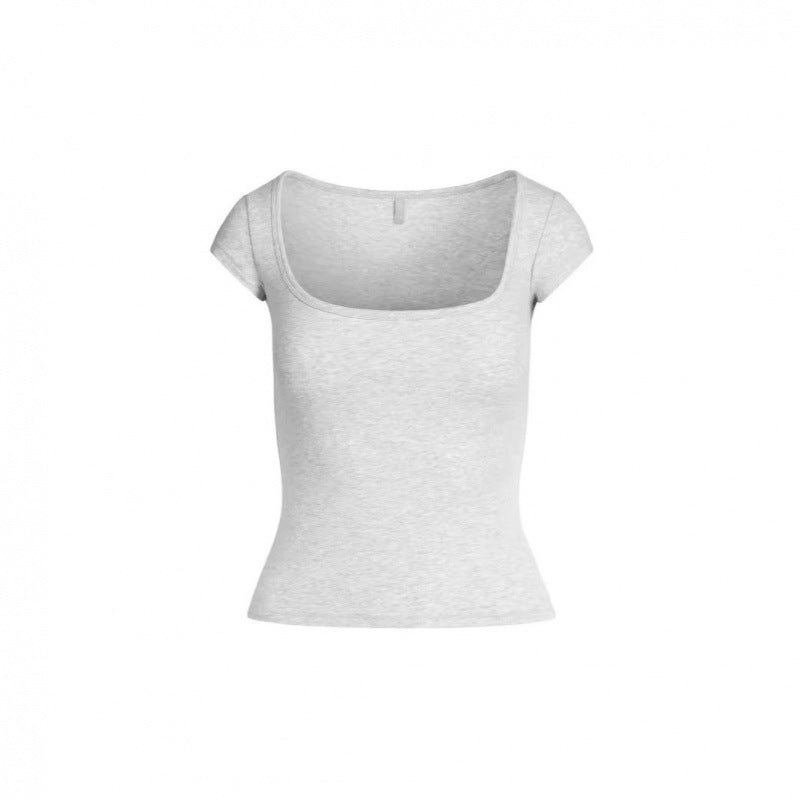 Dame Fitted Kvadrat-Hals T-Shirt Stilla
