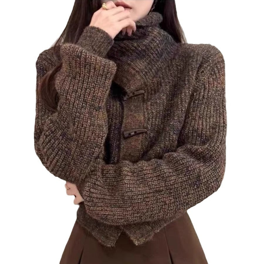 Kvinders cardigan med stilfuld krave og dekorative knapper Stilla