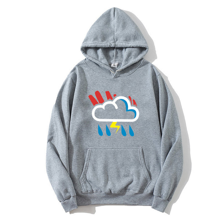 Damehoodie med muntert vejrmotiv Skovae