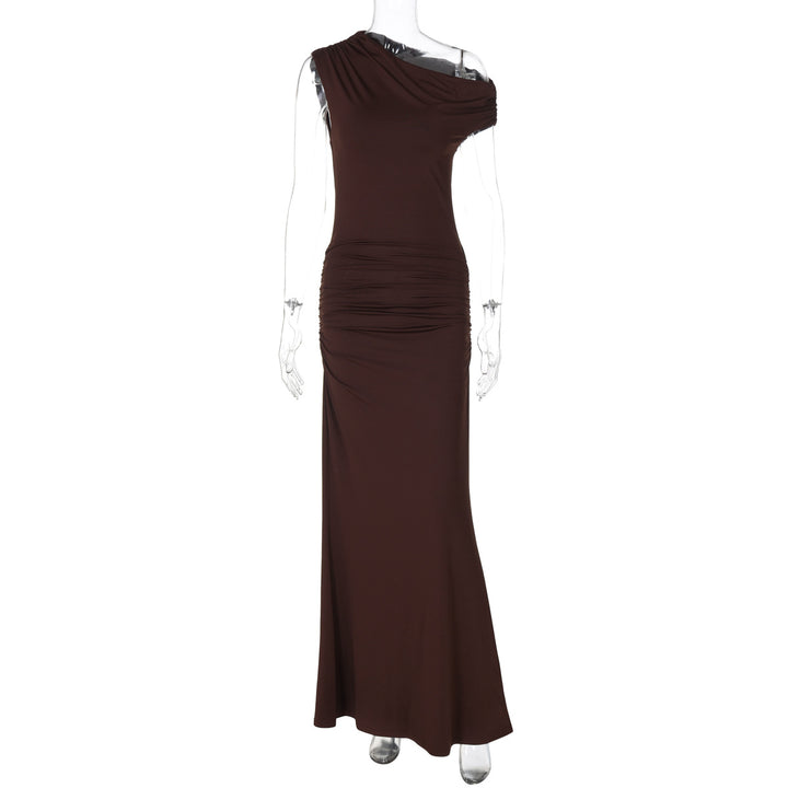 Damer Elegant Wrap Maxikjole med asymmetrisk skulderparti Skovae