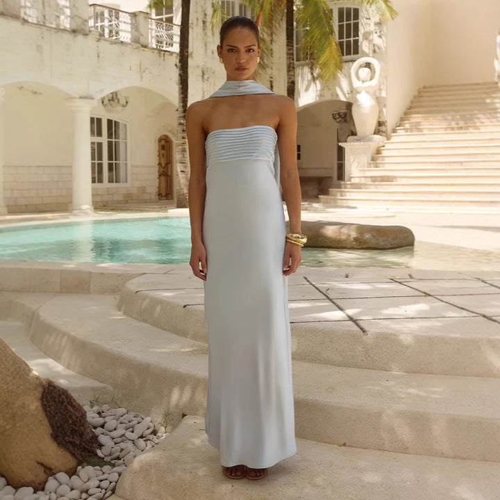 Kvinder Elegant Maxi Kjole med Off-Shoulder Design og Slank Top