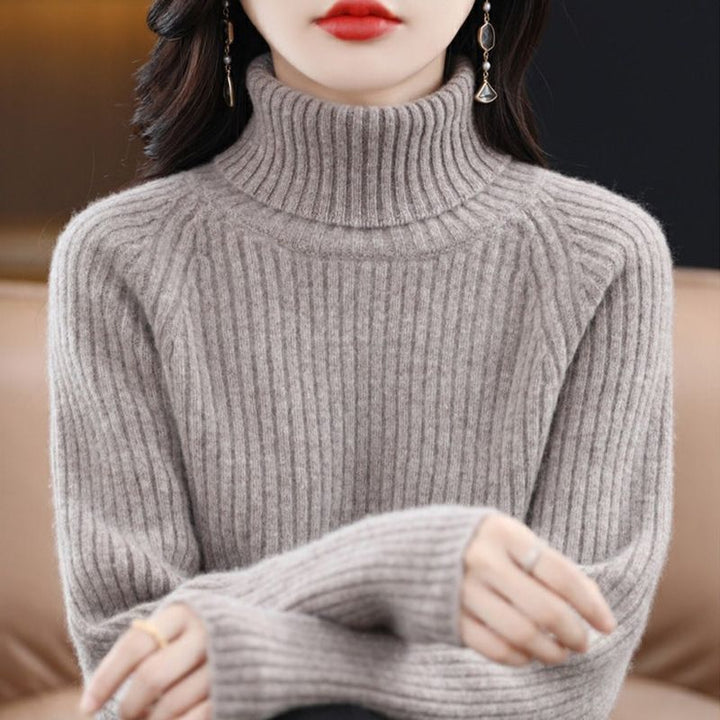 Kvinders hyggelige rullekrave sweater med ribbet tekstur Stilla