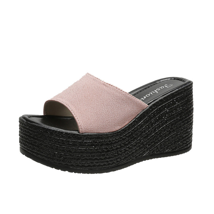Damer kilehæls slippers med flettet design Stilla