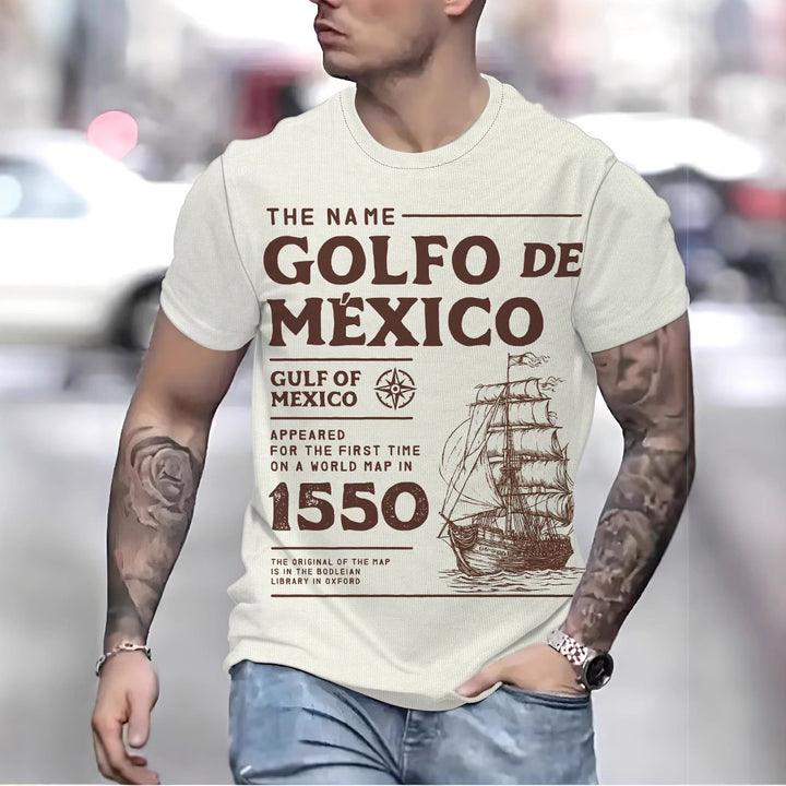 Herrer T-Shirt med maritimt grafisk tryk Stilla