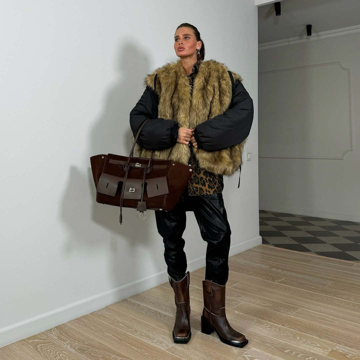 Kvinders fashionjakke med falsk pelskrave Stilla