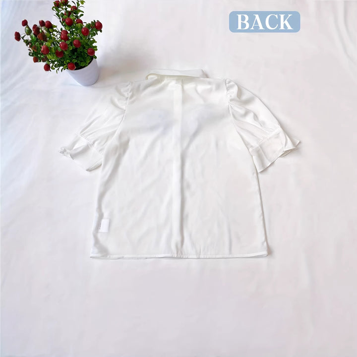 Dame Mode Bluse med ruffle detaljer og puffærmer Skovae