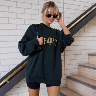 Dame Oversized Sweatshirt med Statement-Print Stilla