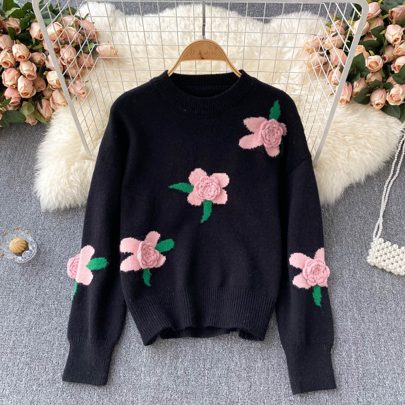 Femme Floral Broderet Pullover Stilla