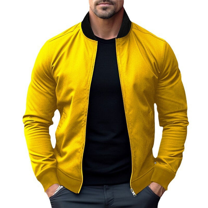 Herren nan legerer Baumwoll-Blouson med kontrastkrave synlig metal zip og sidelommer Skovae