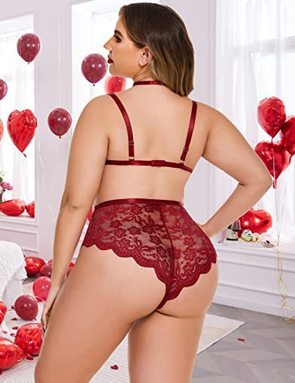 Dame Spids Udsnit Bralette og Højtaljede Panty Sæt Stilla