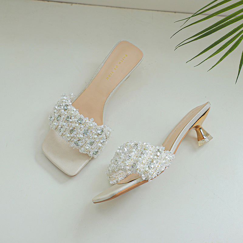 Femme Elegant Dekoreret Slide Sandaler Stilla
