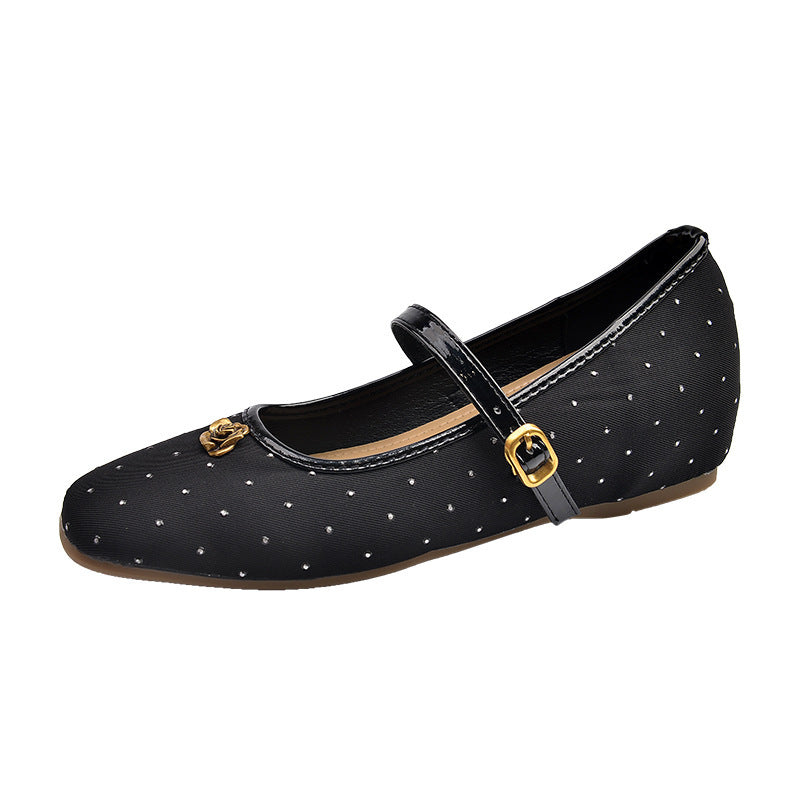 Dame Dekorative Mary Jane Ballerinaer med Strass-accenter Stilla
