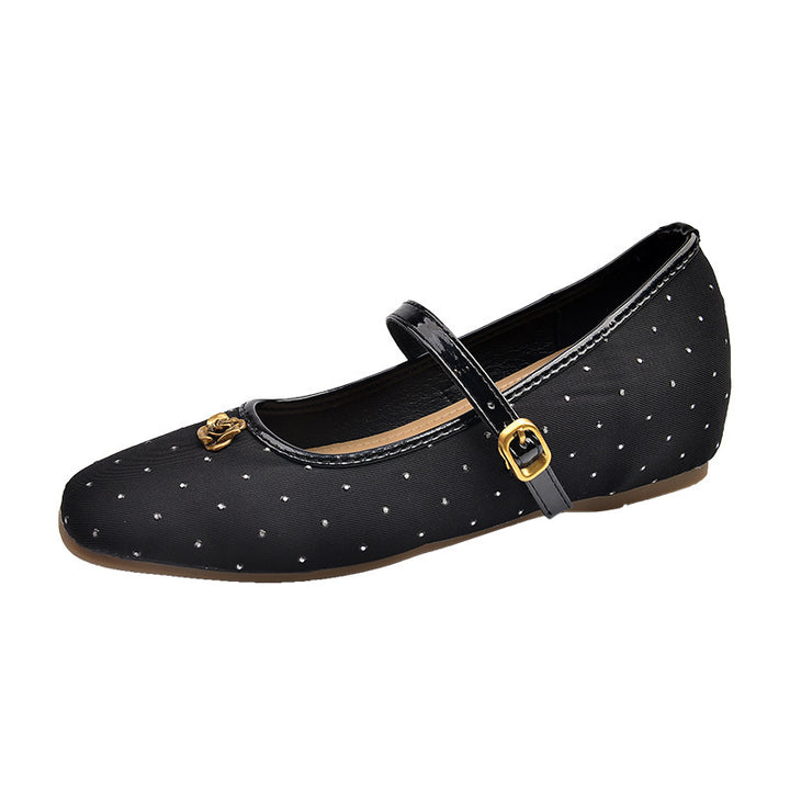 Dame Dekorative Mary Jane Ballerinaer med Strass-accenter Stilla