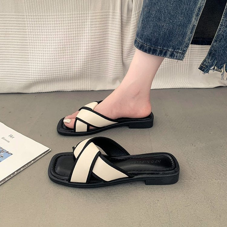 Dame elegante flip-flop-sandaler med raffineret krydsbånd-design og komfortabel polstret sål Stilla